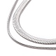 316 Stainless Steel Round Snake and Herringbone Chains Double Layer Necklace for Women Men(NJEW-C025-01P)-2