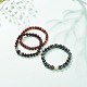 3Pcs 3 Style Natural & Synthetic Mixed Stone Round Beaded Stretch Bracelets Set(BJEW-JB08586)-5
