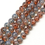 Baking Paint Glass Beads Strands, Imitation Opalite, Round, Saddle Brown, 8mm, Hole: 1.3~1.6mm, about 100pcs/strand, 31.4 inch(DGLA-Q023-8mm-DB52)