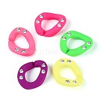 Opaque Opaque Spray Painted Acrylic Crystal Rhinestone Linking Rings, Quick Link Connectors, for Curb Chains Making, Twist, Mixed Color, 26x21x8mm, Inner Diameter: 15x10mm(OACR-T031-02M)