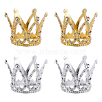 4Pcs 2 Colors Crown Alloy Display Ornaments, with Resin Rhinestone, for Birthday Cake Party Decoration, Golden & Silver, 33.5x32.5mm, Hole: 2.5mm, 2pcs/color(FIND-OC0001-39)