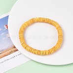 Natural Amber Beaded Stretch Bracelets for Men Women, Disc, 1/4 inch(0.7cm), Inner Diameter: 2 inch(5.2cm)(BJEW-T018-17)