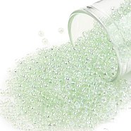 TOHO Round Seed Beads, Japanese Seed Beads, (172) Pale Green Transparent Rainbow, 11/0, 2.2mm, Hole: 0.8mm, about 1110pcs/10g(X-SEED-TR11-0172)