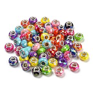 UV Plated Resin European Beads, Large Hole Beads, with Brass Core, Faceted Rondelle, Mixed Color, 13.5x9mm, Hole: 5mm(RESI-Z011-01)