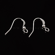 Brass French Earring Hooks, Flat Earring Hooks, Ear Wire, with Beads and Horizontal Loop, Lead Free, Silver, 15mm, Hole: 2mm(KK-Q369-S)