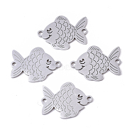 201 Stainless Steel Links connectors, Laser Cut Links, Goldfish, Stainless Steel Color, 13.5x18x1mm, Hole: 1.4mm(STAS-R104-033P)