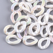 Acrylic Imitation Pearl Linking Rings, Quick Link Connectors, For Jewelry Chains Making, AB Color, Twist, Seashell Color, 29x20.5x6mm(OACR-S024-47)