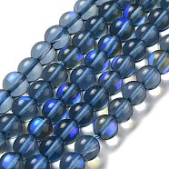 Synthetic Moonstone Beads Strands, Round, Steel Blue, 8mm, Hole: 1mm, about 23~24pcs/strand, 7.09~7.32 inch(18~18.6cm)(G-P528-J02-23)
