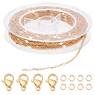 DIY Chain Bracelet Necklace Making Kit, Including Brass Rhombus Link Chains, 304 Stainless Steel Clasps & Jump Rings, Golden, Chain: 10m/bag(DIY-BBC0001-14)