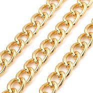Oxidation Aluminum Cuban Link Chains, Unwelded, with Spool, Golden, 14.5x10.5x2mm, about 65.62 Feet(20m)/Roll(CHA-D001-16G)