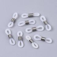 Eyeglass Holders, Glasses Rubber Loop Ends, with 304 Stainless Steel Findings, Platinum, 20x5mm(FIND-R021-02)