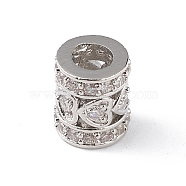 Rack Plating Brass Micro Pave Clear Cubic Zirconia European Style Beads, Large Hole Bead, Cadmium Free & Lead Free, Long-Lasting Plated, Column, Platinum, 10x8mm, Hole: 4mm(KK-C019-28P)