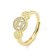 Brass Micro Pave Cubic Zirconia Adjustable Rings for Women, Long-Lasting Plated, Golden, Inner Diameter: 16mm(RJEW-I103-036G)