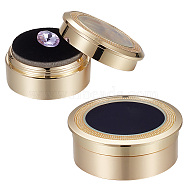 Elite 2Pcs 2 Styles Alloy Loose Diamond Boxes, Flat Round with Clear Glass Window and Sponge Inside, for Jewelry Cabochons Displays, Golden, 3.25~4x1.5~1.65cm, 1pc/style(CON-PH0002-91)