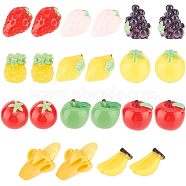 Nbeads 55Pcs 11 Styles Opaque Resin Decoden Cabochons, Imitation Fruit, Lemon & Banana & Strawberry & Pineapple, Mixed Color, 11~25x10~15x10~13mm, 5pcs/style(CRES-NB0001-34)