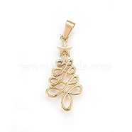 304 Stainless Steel Pendants, Christmas Tree with Star, Golden, 33x16x2mm, Hole: 7x4mm(X-STAS-P209-45G)