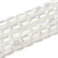 Electroplate Glass Beads Strands, Faceted, AB Color, Column, White, 4x6mm, Hole: 1mm, about 80pcs/strand, 18.11''(46cm)(EGLA-D031-01D)