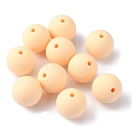 Food Grade Eco-Friendly Silicone Beads, Chewing Beads For Teethers, DIY Nursing Necklaces Making, Round, Bisque, 15mm, Hole: 2.5mm(FIND-TAC0009-73A-09)