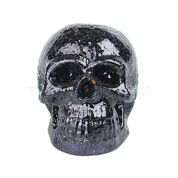 Resin Skull Display Decoration, with Natural Obsidian Chips inside Statues for Home Office Decorations, 73x100x75mm(PW-WG35334-05)