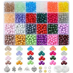 DIY Glass Beads & Alloy Pendant Bracelets Jewelry Making Kits, Mixed Color, 5~18x0.8~15.5x0.6~3mm, Hole: 1.2~3.8mm(DIY-FS0006-25)