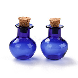 Round Glass Cork Bottles Ornament, Glass Empty Wishing Bottles, DIY Vials for Pendant Decorations, Medium Blue, 1.8x2.1cm(GLAA-D002-03D)