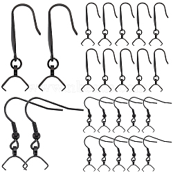 40Pcs 2 Styles 316 Stainless Steel & 304 Stainless Steel Earring Hooks, Ear Wire with Ice Pick Pinch Bails, Black, 27.5~31x21mm, Pin: 0.7~0.8mm and 0.5mm, 20Pcs/style(STAS-SC0008-31)