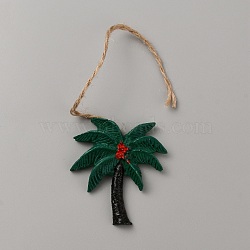 Ocean Theme Resin Pendant Decorations, Jute Rope Festival Hanging Decoration, Coconut Tree, 215mm(HJEW-WH0069-15B)