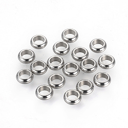201 Stainless Steel Spacer Beads, Donut, Stainless Steel Color, 4.5x1.7mm, Hole: 2.7mm(X-STAS-R071-34)