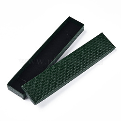 Rhombus Textured Cardboard Jewelry Necklace Boxes, with Black Sponge, for Jewelry Gift Packaging, Rectangle, Dark Green, 21.1x4.3x2.1cm, Inside: 20.8×3.85cm(CBOX-T006-03C)