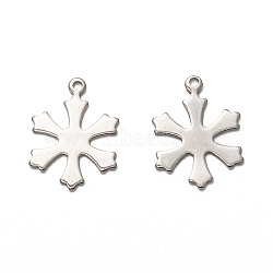 201 Stainless Steel Pendants, Laser Cut, Snowflake, for Christmas, Stainless Steel Color, 19.5x14.5x1mm, Hole: 1.4mm(STAS-I172-11P)