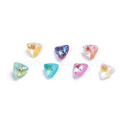K5 Glass Rhinestone Cabochons, Pointed Back, Faceted, Triangle, Mixed Color, 6x6.1x4mm(RGLA-L014-D-M)
