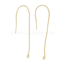 Rack Plating Brass Ear Wire, Cadmium Free & Lead Free, Long-Lasting Plated, Real 18K Gold Plated, 111x3x1mm, Hole: 1.8mm, Pin: 0.6mm(KK-C081-08G)