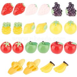 Nbeads 55Pcs 11 Styles Opaque Resin Decoden Cabochons, Imitation Fruit, Lemon & Banana & Strawberry & Pineapple, Mixed Color, 11~25x10~15x10~13mm, 5pcs/style(CRES-NB0001-34)