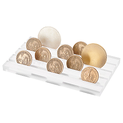 4-Slot Transparent Acrylic Commemorative Coin Display Tray, Desktop Coin Organizer Holder, Rectangle, Clear, 15.5x9x0.95cm, Groove: 0.5cm(DIY-WH0430-027)