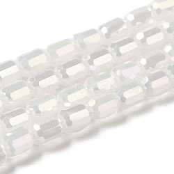 Electroplate Glass Beads Strands, Faceted, AB Color, Column, White, 4x5~6mm, Hole: 1mm, about 80pcs/strand, 18.11''(46cm)(EGLA-D031-01D)