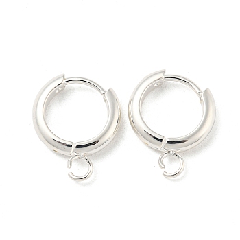 201 Stainless Steel Huggie Hoop Earring Findings, with Horizontal Loop and 316 Surgical Stainless Steel Pin, Silver, 11x3mm, Hole: 2.5mm, Pin: 1mm