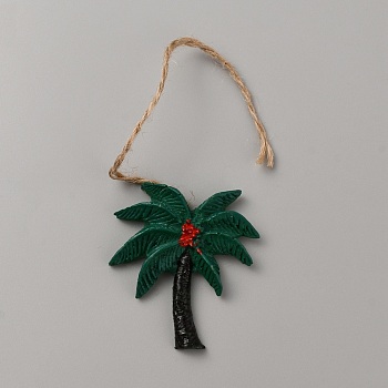 Ocean Theme Resin Pendant Decorations, Jute Rope Festival Hanging Decoration, Coconut Tree, 215mm