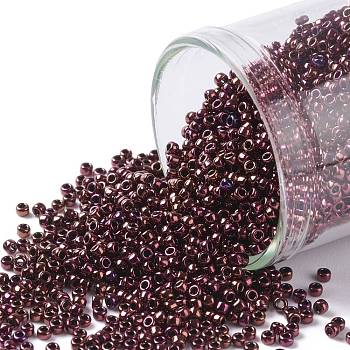 TOHO Round Seed Beads, Japanese Seed Beads, (502) High Metallic Amethyst, 15/0, 1.5mm, Hole: 0.7mm, about 3000pcs/10g