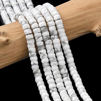 Natural Howlite Heishi Beads Strands, Faceted, Rondelle, 4x2mm, Hole: 1mm, about 161pcs/strand, 14.76''(37.5cm)