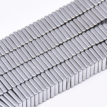 Electroplate Non-magnetic Synthetic Hematite Heishi Beads Strands, Thin Slice Flat Square Beads, Platinum Plated, 10x10x2mm, Hole: 1.5mm, about 184pcs/strand, 16.1 inch