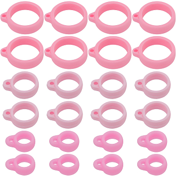 60Pcs 3 Style Silicone Pendant, for Electronic Stylus & Lighter Making, Pink, 16~29x12~24.5x6~7mm, Hole: 2.5~3mm, Inner Diameter: 8~20.5mm, 20pcs/style