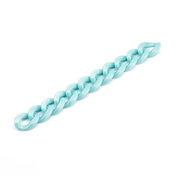 Handmade Opaque Acrylic Curb Chains, Twisted Link Chain, Pale Turquoise, 23x16.5x4mm, about 39.37 inch(1m)/strand
