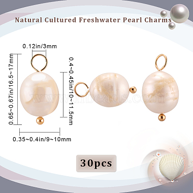 beebeecraft 30pcs pendentifs en perles de culture d'eau douce naturelles(FIND-BBC0002-56)-2