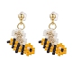Glass Seed Braided Bees Dangle Stud Earrings(EJEW-MZ00011)-1