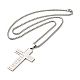 Cross with Word 304 Stainless Steel Pendant Necklace with Box Chains(NJEW-F319-02P)-2