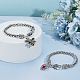 2Pcs 2 Styles Bee & Heart Rose Rhinestone Charm Bracelets Set with Enamel(BJEW-AB00006)-5