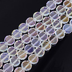 Electroplate Glass Beads Strands, AB Color Plated, Faceted, Flat Round, Clear AB, 8~8.5x3.5mm, Hole: 1mm, about 78~80pcs/strand, 24.01~24.8 inch(61~63cm)(EGLA-S176-6A-A01)