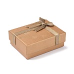 Paper Jewelry Organizer Box, with Black Sponge and Bowknot, for Ring, Earrings and Necklace, Rectangle, BurlyWood, 9.1x6.9x3.6cm(CON-Z005-05F)