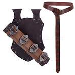 PU Leather Medieval Viking Renaissance Clothing Belt Accessories, with Alloy Findings, Sienna, 365x360x17mm(DIY-WH0622-693)