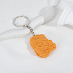 1Pc PVC Simulated Food Keychain, Fried Chicken Legs, Wings, and Chips Pendant Keychain, Orange, 5.6x3.9cm(KEYC-LP0001-29)